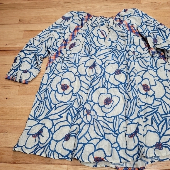 ZYGA LIN'N LAUNDRY Linen Blouse Size L Floral Art to Wear Mixed Pattern - Picture 11 of 11
